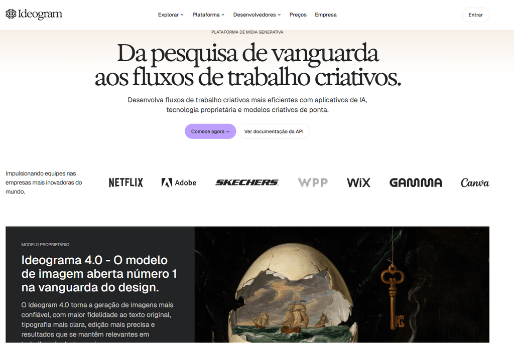 Interface inicial da ferramenta Ideogram