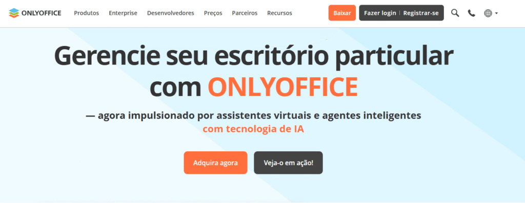 Interface inicial da ferramenta OnlyOffice.
