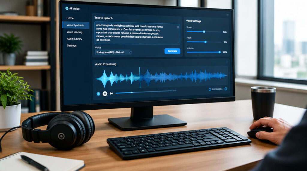 Como criar vozes realistas com inteligência artificial passo a passo na tela do computador