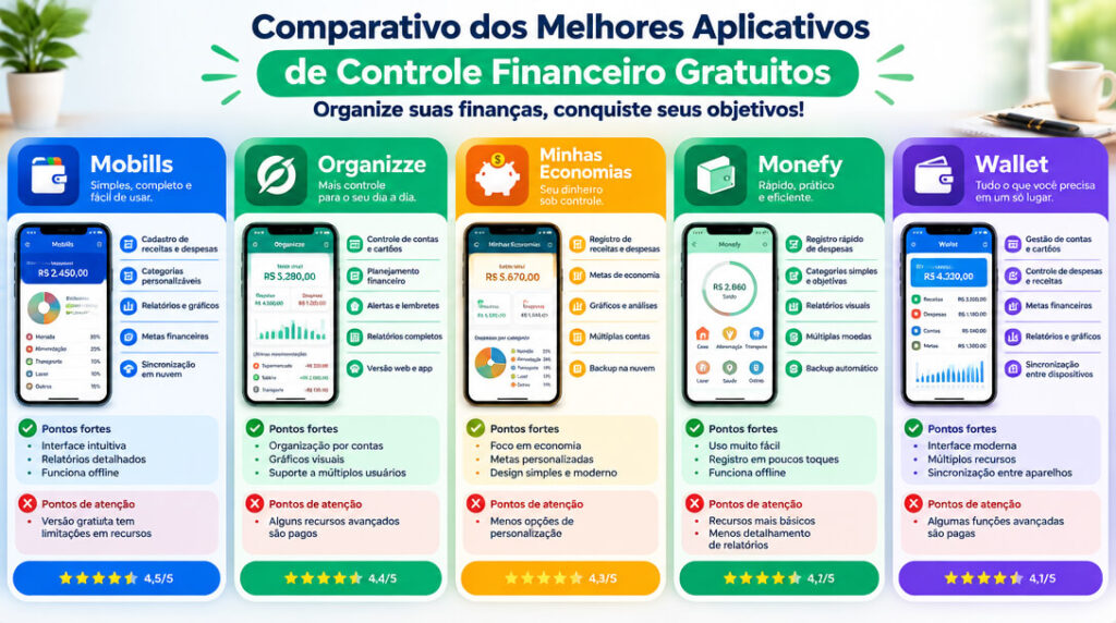 Imagem destacada do artigo sobre os melhores aplicativos de controle financeiro gratuitos do portal Tech Sem Complicação.